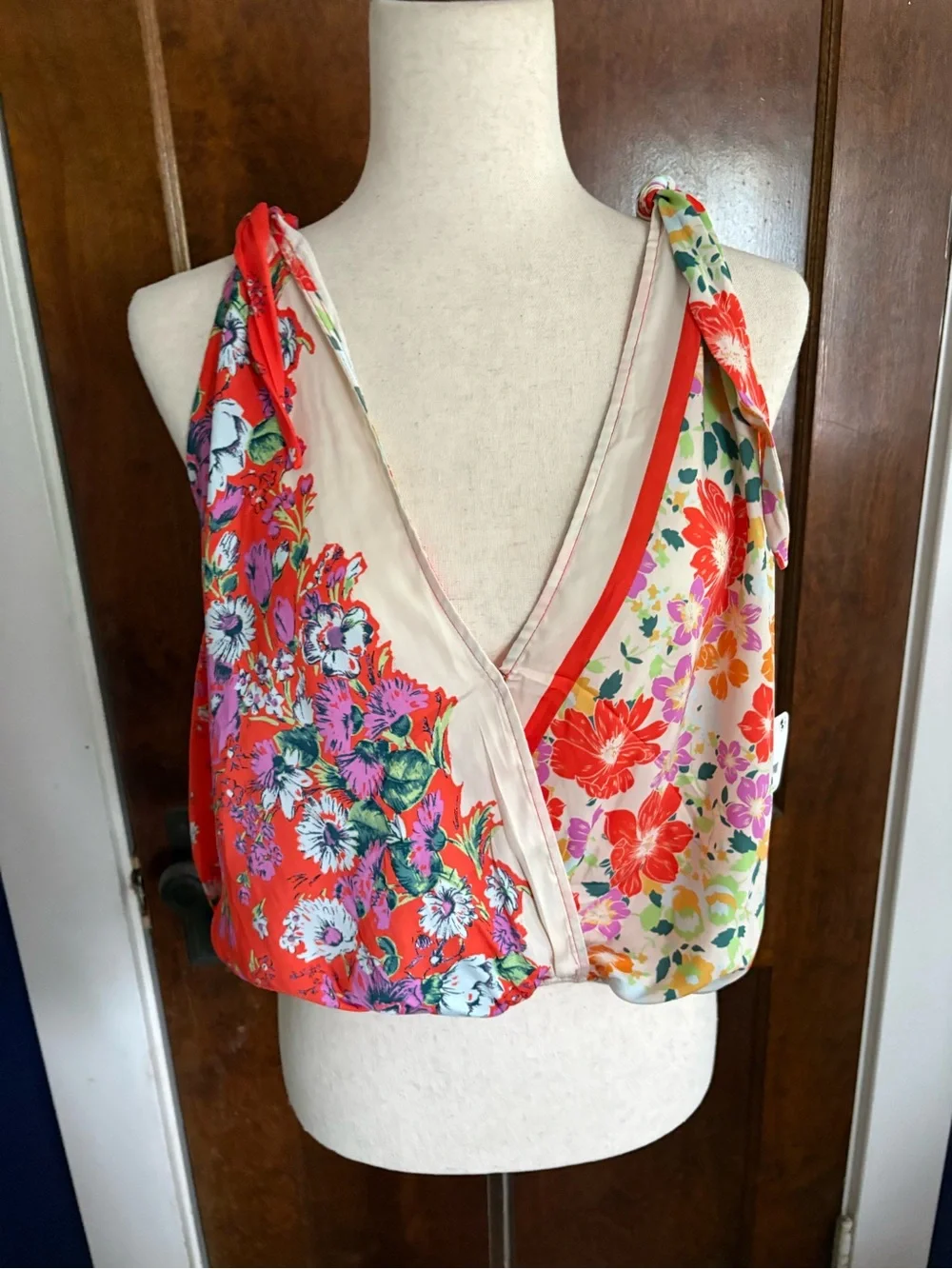 NWT Free People Tied to You Tie Shoulder Blouson Floral Tank Fiesta Combo Small